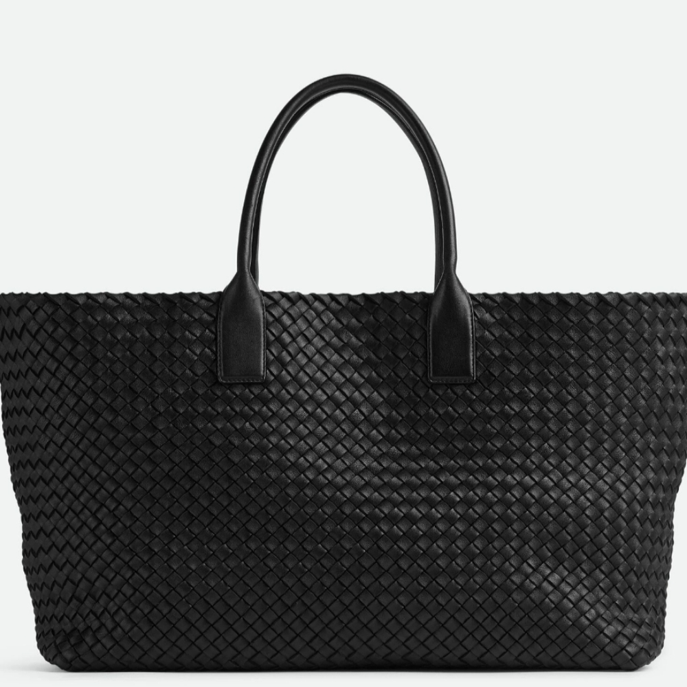 Bottega Veneta Large Cabar Black Woven Tote Bag